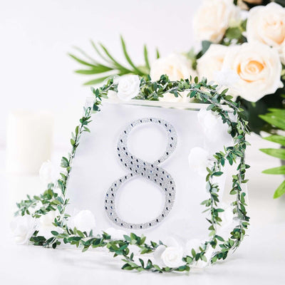 Decorative Rhinestone Number "8" Stickers, Glitter Adhesive Craft Numbers Silver DIY Sparkle Embellishments 6"
