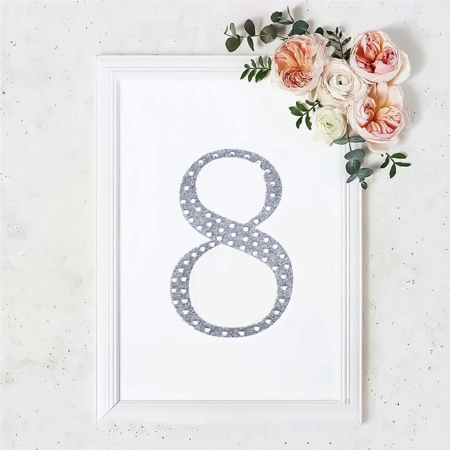 Decorative Rhinestone Number "8 Stickers, Glitter Adhesive Craft Numbers Silver DIY Sparkle Embellishments 8"