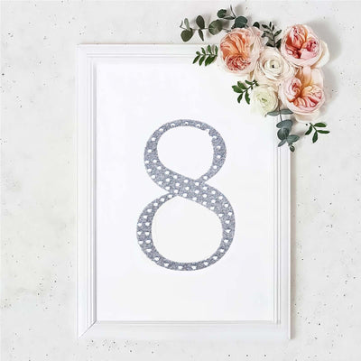 Decorative Rhinestone Number "8 Stickers, Glitter Adhesive Craft Numbers Silver DIY Sparkle Embellishments 8"