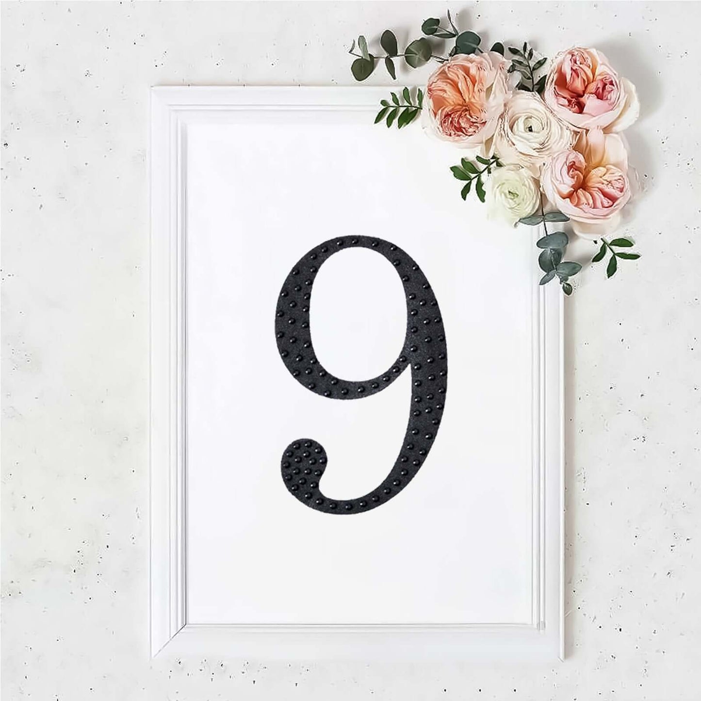 Decorative Rhinestone Number "9" Stickers, Glitter Adhesive Craft Numbers Black DIY Sparkle Embellishments 8"