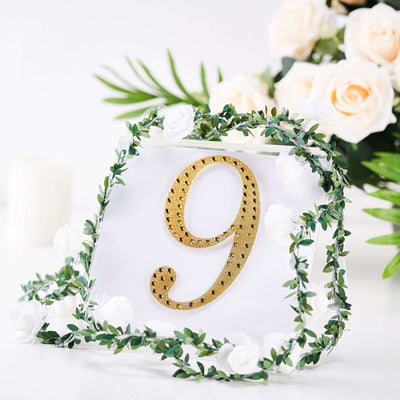 Decorative Rhinestone Number "9" Stickers, Glitter Adhesive Craft Numbers Gold DIY Sparkle Embellishments 6"