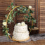Metal Round Floral Hoop Cake Stand Gold - Chic Geometric Dessert Display DIY Centerpiece Table Decoration With Wooden Base 20"