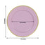 10-Pack Economy Plastic Round Charger Plates 12" in Lavender Lilac with Wide Gold Rim, Decorative Dinner Party Serving Plates