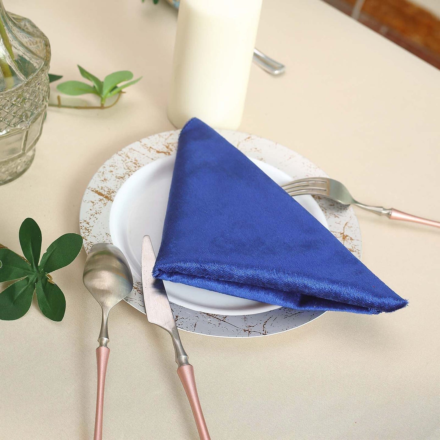5 Pack Premium Velvet 20"x20" Napkins Royal Blue - Soft Sheen Finish Cloth Napkins