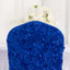 Satin Rosette Chair Cover for Banquet Chairs Royal Blue - Stretch Fitted Slip-On Slipcover