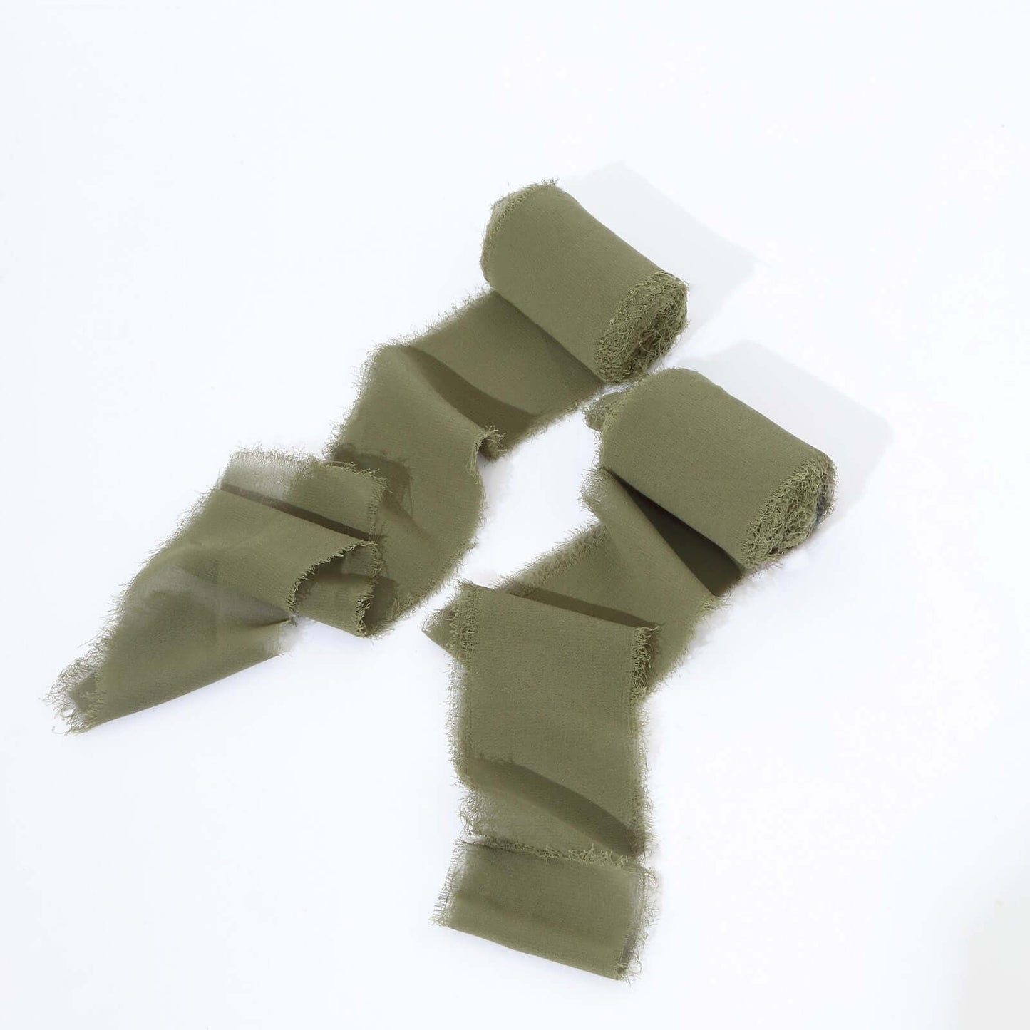 2 Pack 6yds Dusty Sage Green Silk-Like Chiffon Ribbon Roll, DIY Wedding Bouquet Linen Wrap