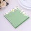 20-Pack Paper Beverage Napkins with Daisy Flower Design Sage Green - 2 Ply Soft 18GSM Floral Wedding Napkins 6.5"x6.5"