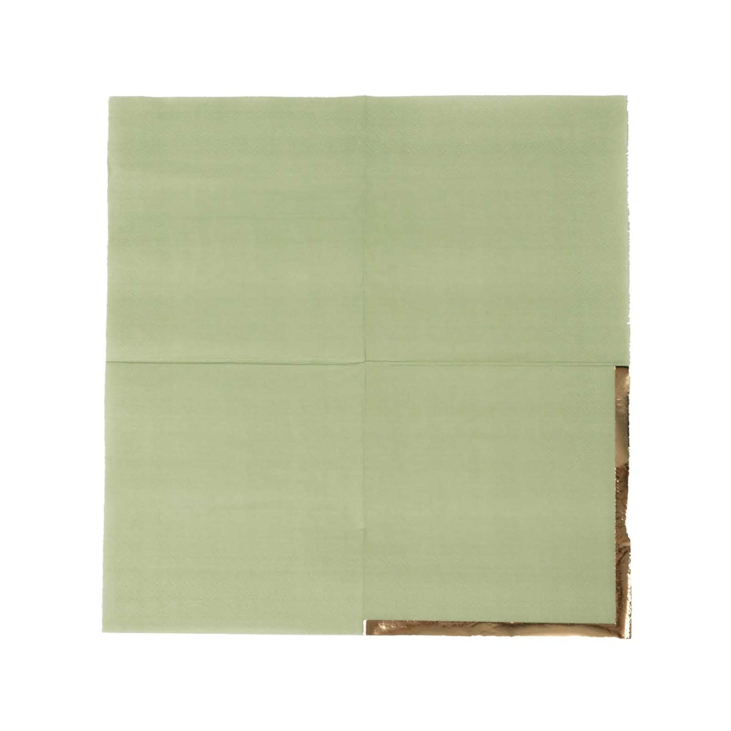 50-Pack Paper Beverage Napkins Sage Green with Gold Foil Edge - 2 Ply Disposable Soft 18GSM Cocktail Napkins 5"x5"