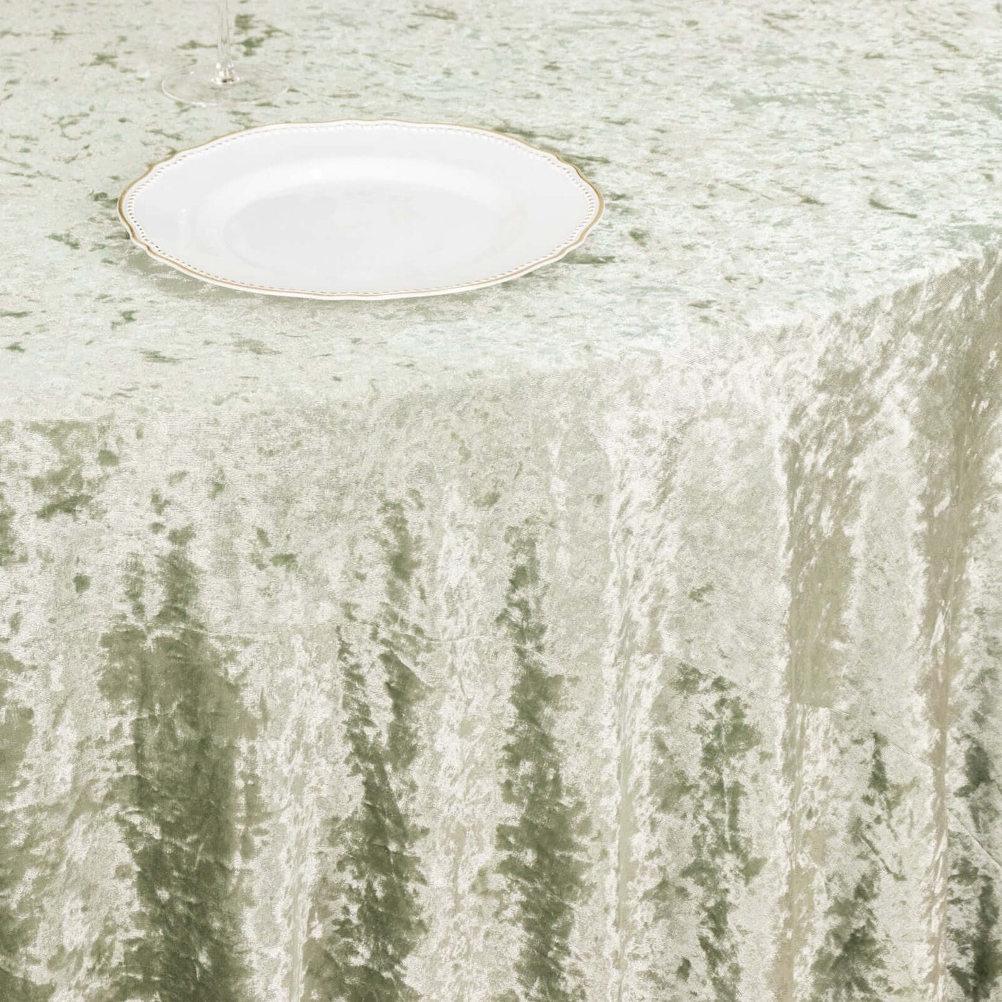 Taffeta 90"x90" Table Overlay Square Tablecloth Sage Green - Accordion Crinkle Table Cover