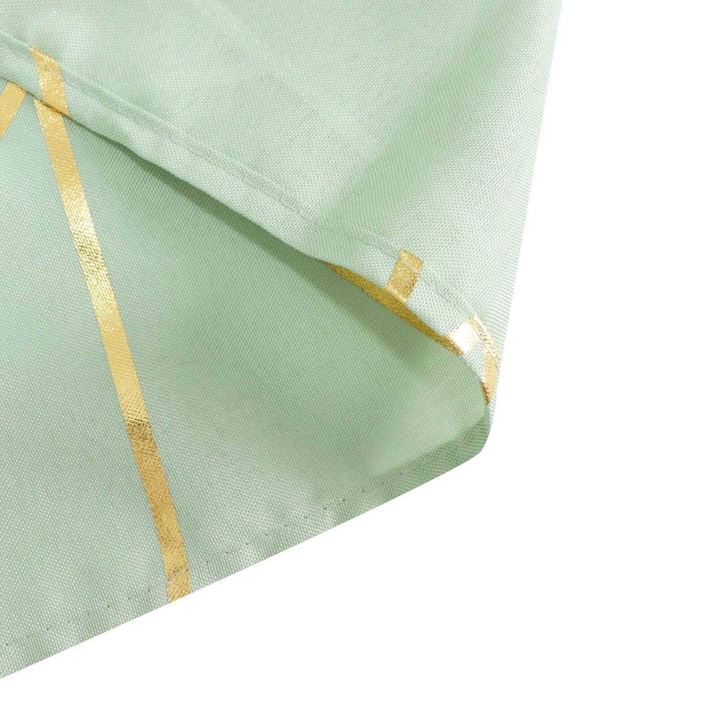 Polyester 54"x54" Square Tablecloth Sage Green with Gold Foil Geometric Pattern - Wrinkle-Resistant & Durable for Stylish Settings