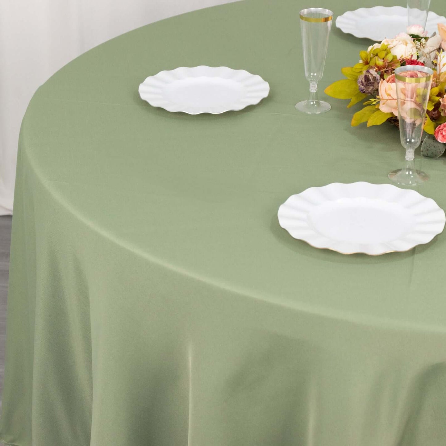 Premium Polyester 108" Round Tablecloth Dusty Sage Green - Wrinkle-Resistant 220GSM Table Cover