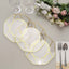 10-Pack Plastic 8" Octagon Dessert Plates in Clear - Modern Disposable Salad/Appetizer Plates with Gold Geometric Design for Special Occasions & Celebrations