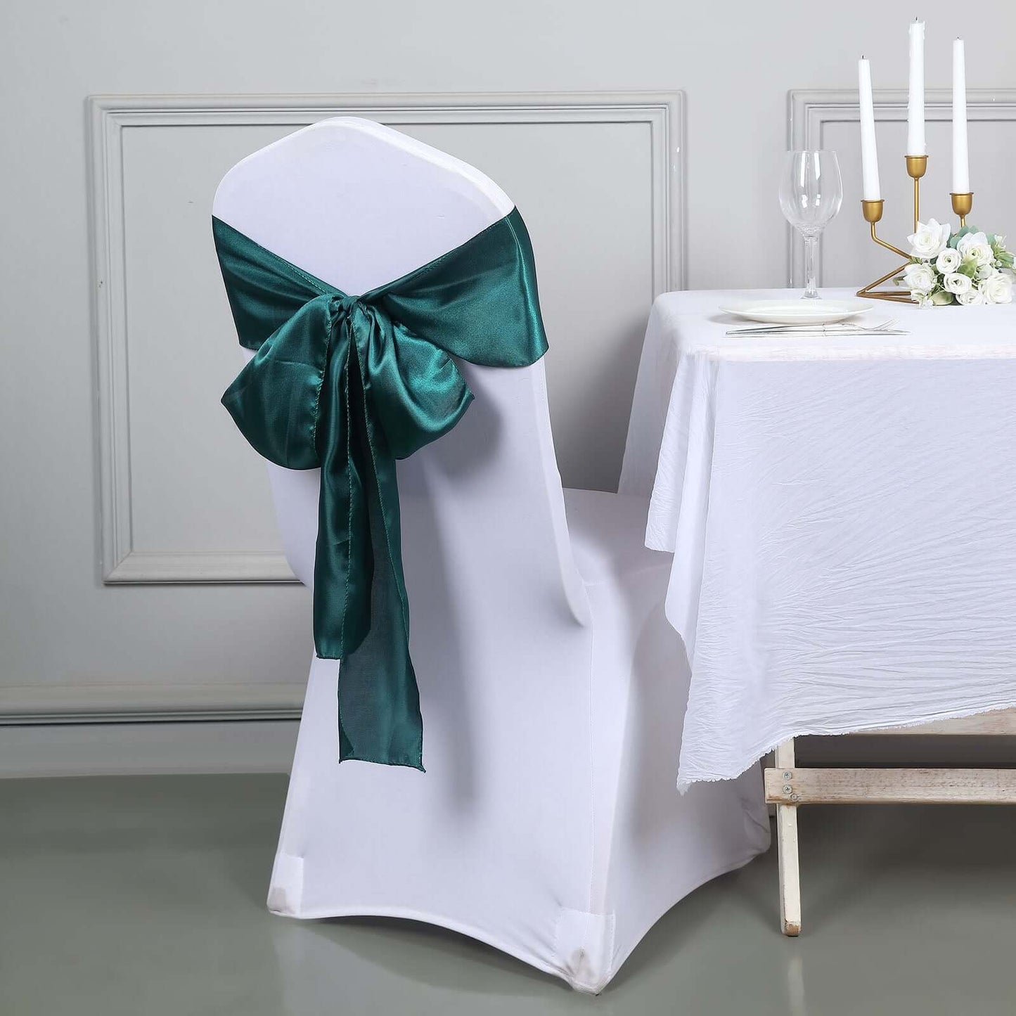5 Pack Satin Chair Sashes Peacock Teal - Durable Chair Bows with Shiny Finish 6"x106"