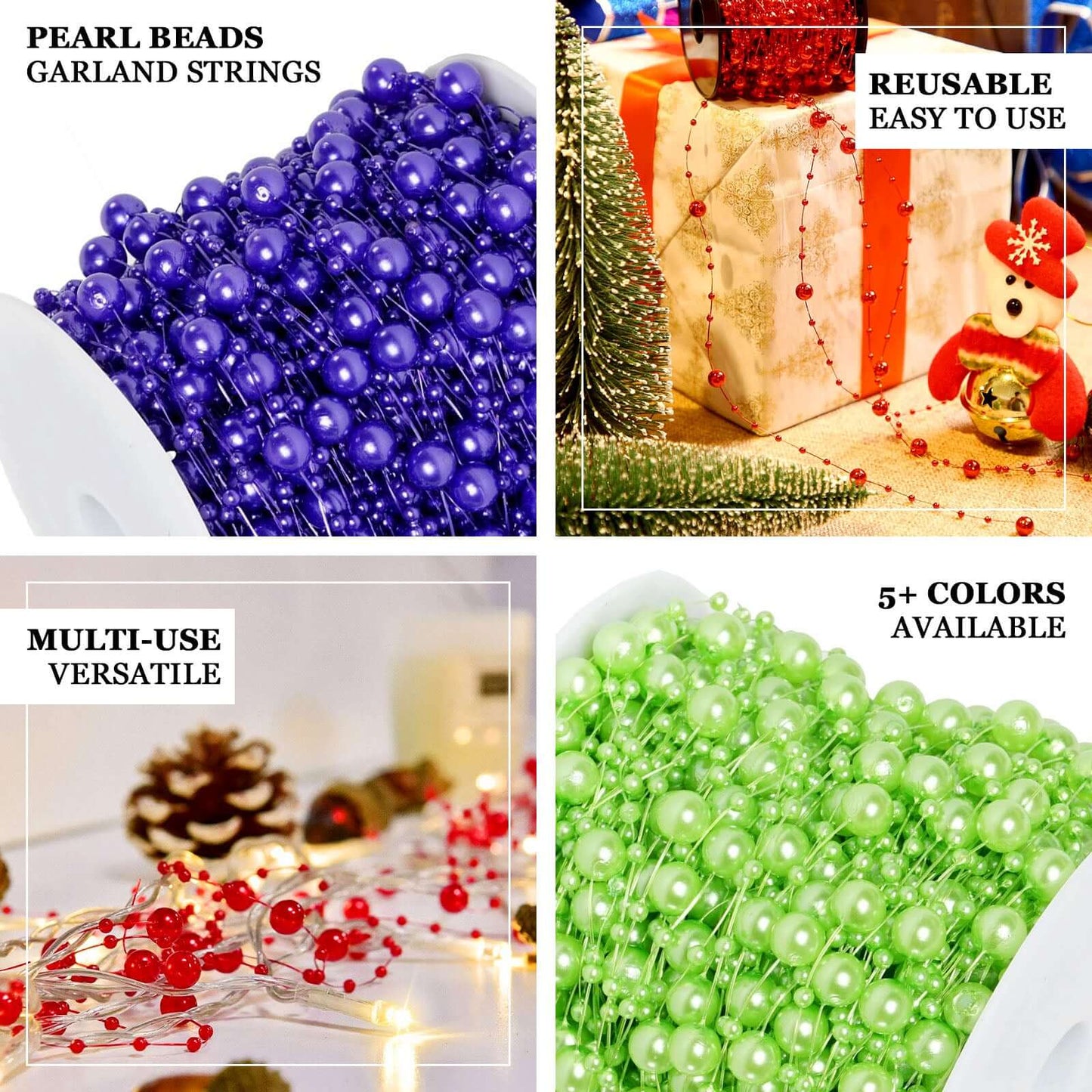 20.5 Yards 9mm 3mm Glossy Tea Green Faux Craft Pearl String Beads