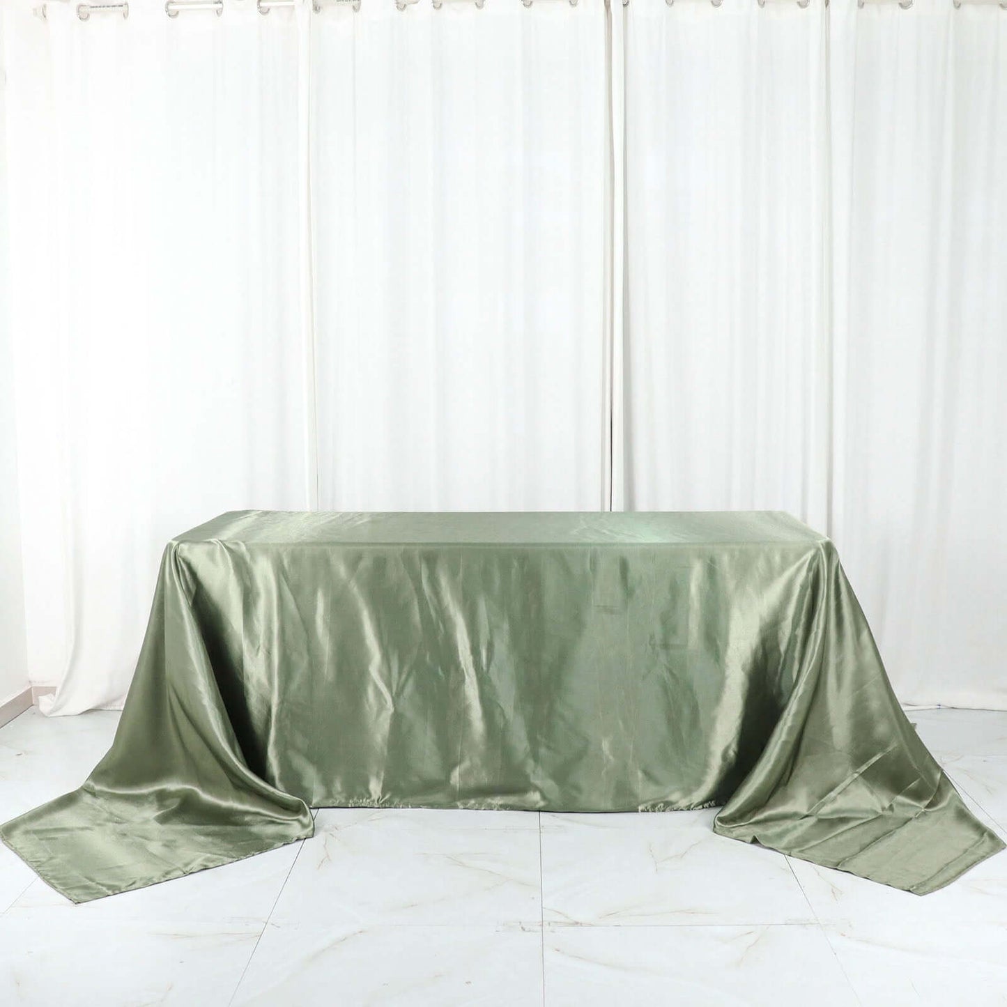 Satin Rectangular 90"x156" Tablecloth Dusty Sage Green - Seamless Table Cover
