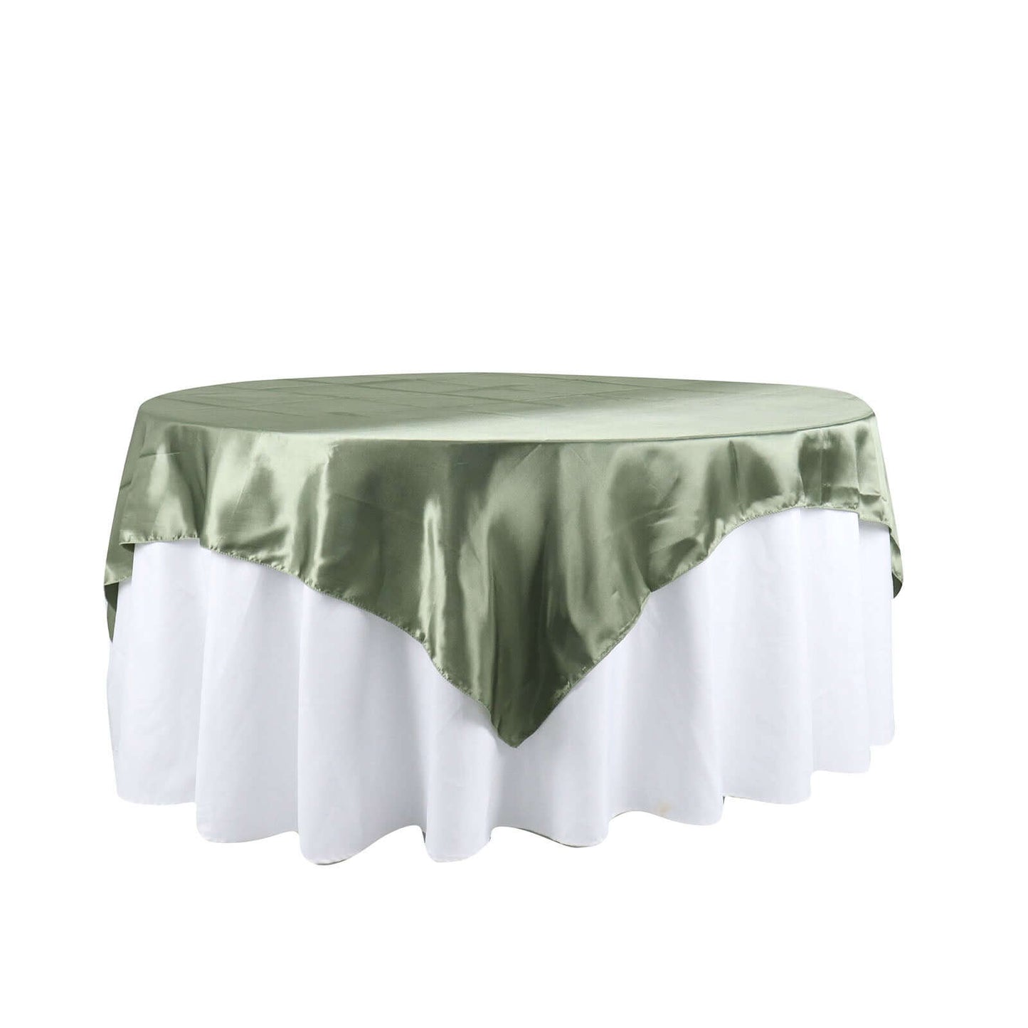 Satin 72"x72" Table Overlay Square Tablecloth Dusty Sage Green - Smooth Finish Table Cover