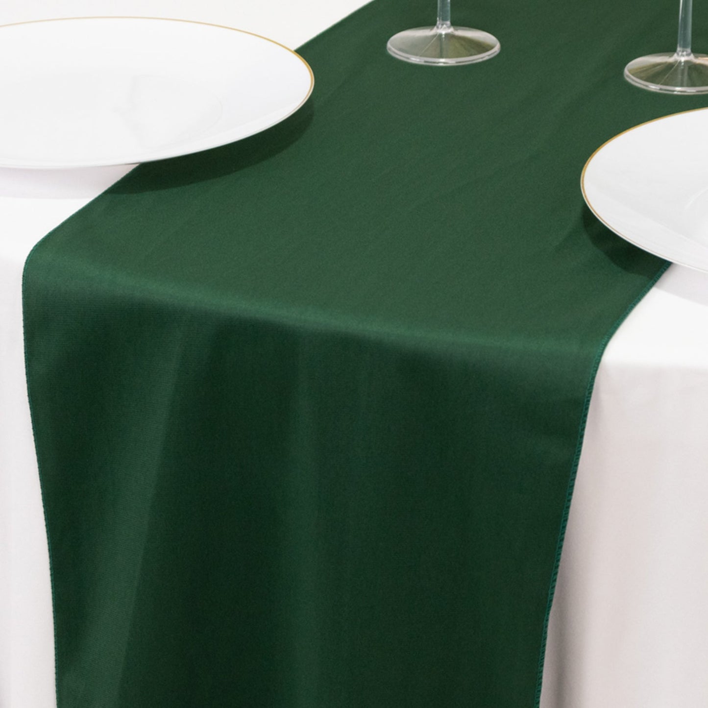 Scuba Polyester 12"x108" Table Runner Hunter Emerald Green - Wrinkle-Free Table Linen