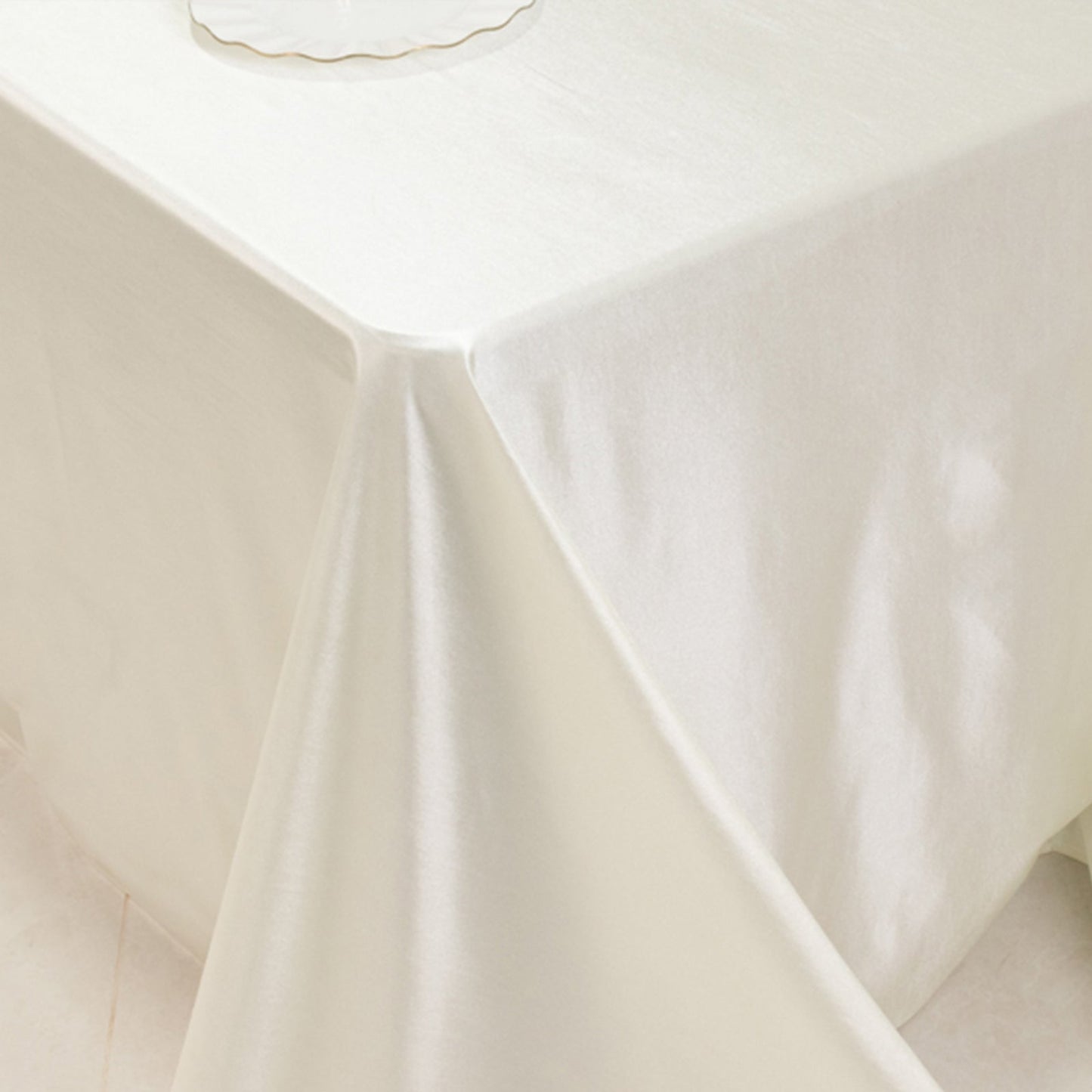Scuba Rectangular 90"x132" Tablecloth Shimmering Pearl White - Wrinkle Free & Stain Resistant Seamless Table Cover