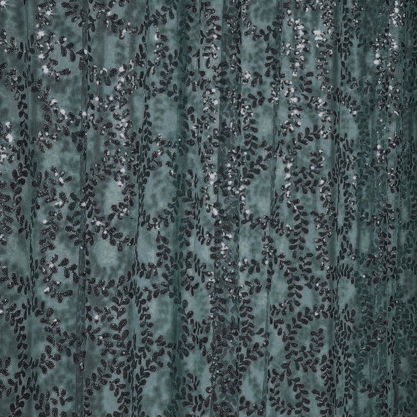 8ftx8ft Hunter Emerald Green Embroider Sequin Event Curtain Drapes, Sparkly Sheer Backdrop Event Panel With Embroidery Leaf