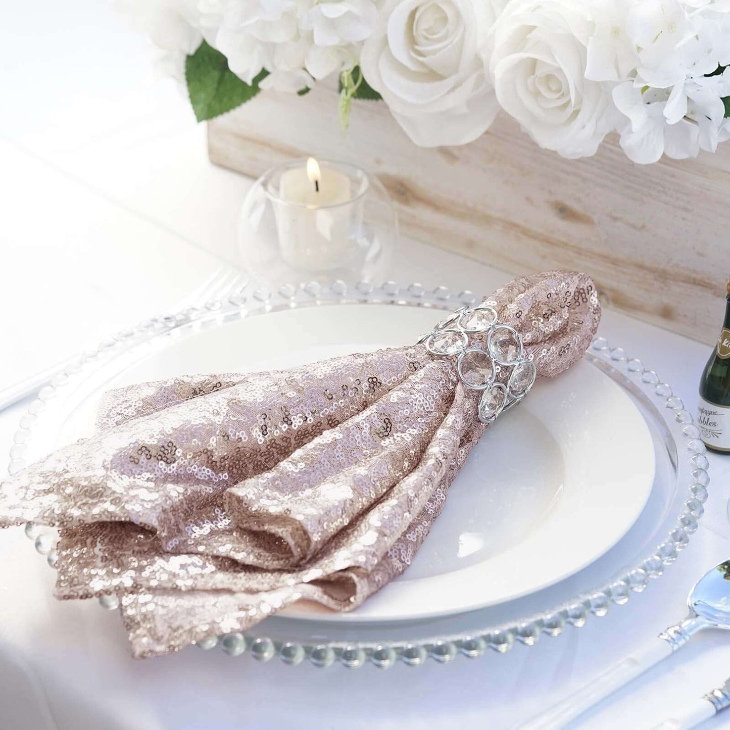 Sequin 20"x20" Napkin Blush - Shimmering Dinner Napkin