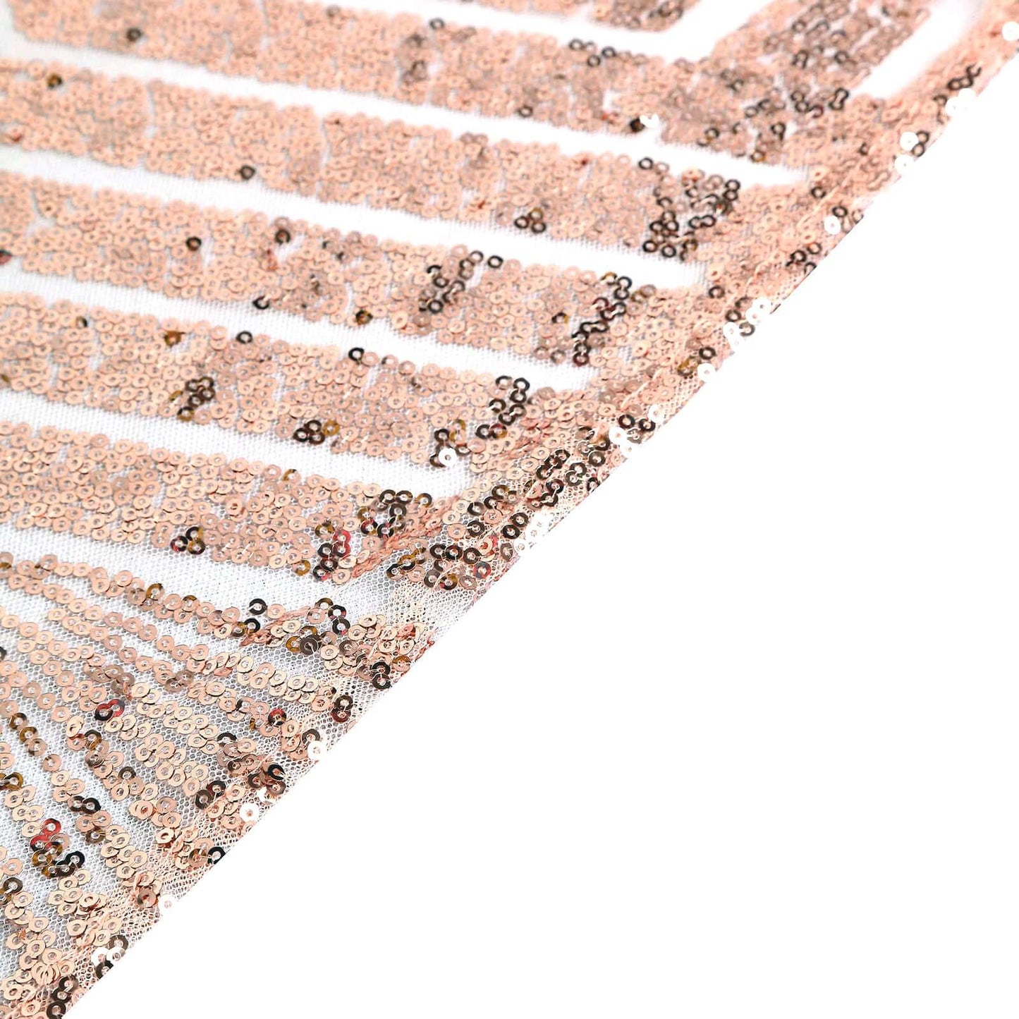 Sequin 12"x108" Table Runner Rose Gold - Diamond Glitz Design