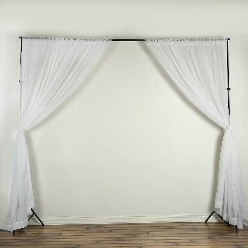 2 Pack White Sheer Chiffon Event Curtain Drapes, Durable Flame Resistant Organza Backdrop Event Panels With Rod Pockets - 10ftx10ft