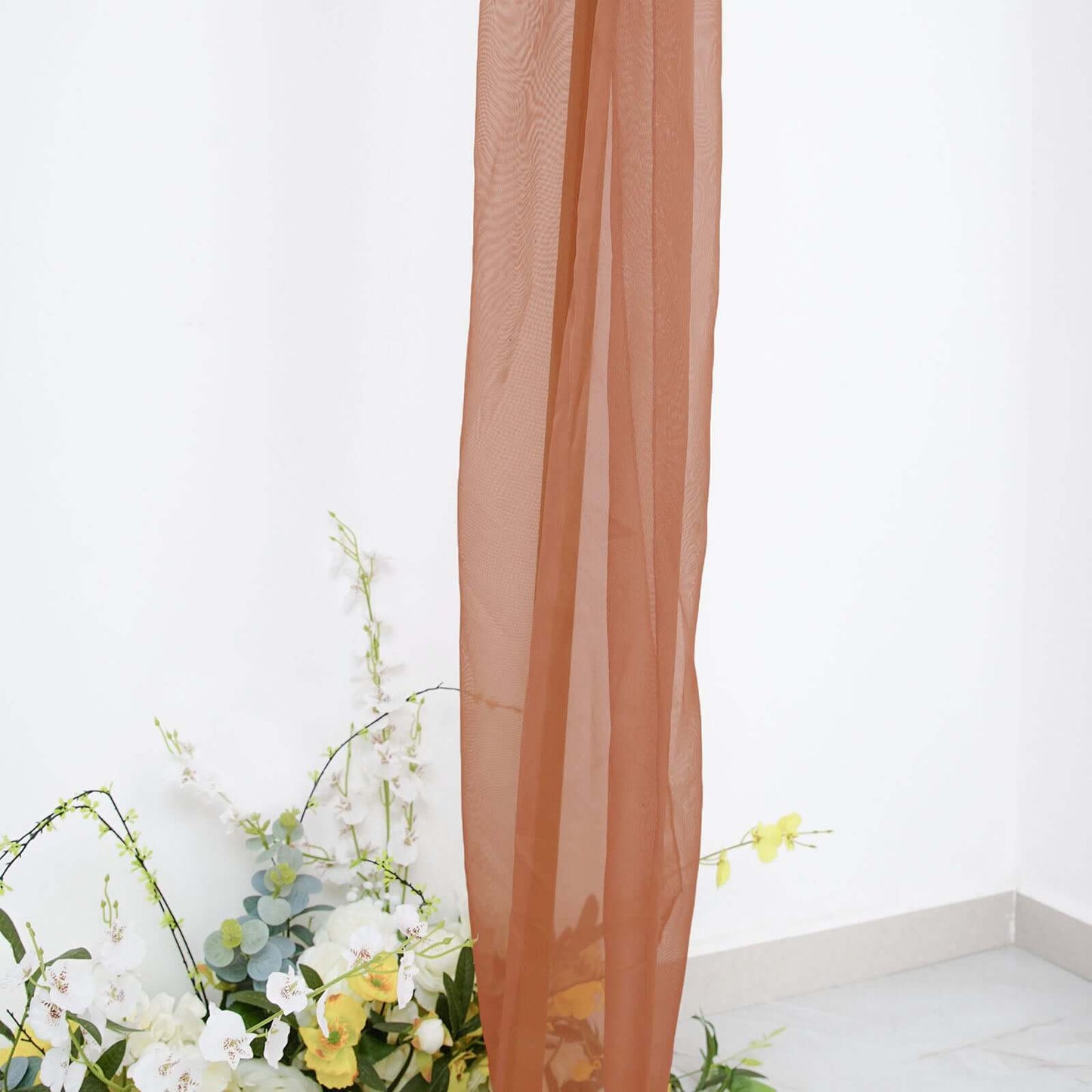 18ft Terracotta (Rust) Sheer Organza Wedding Arch Drapery Fabric, Window Scarf Valance