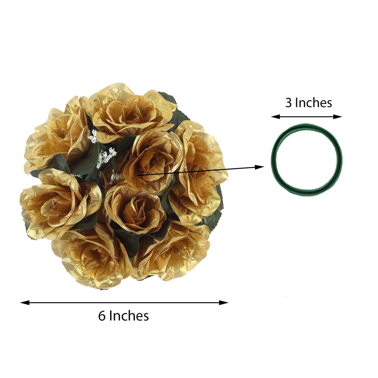 4 Pack 3" Gold Artificial Silk Rose Flower Candle Ring Wreaths