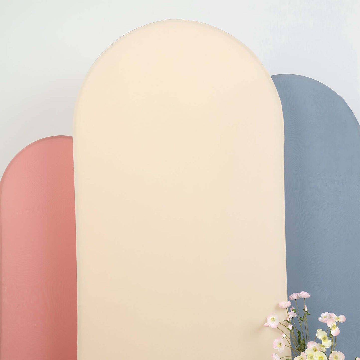 7ft Matte Beige Spandex Fitted Chiara Backdrop Stand Cover For Round Top Wedding Arch