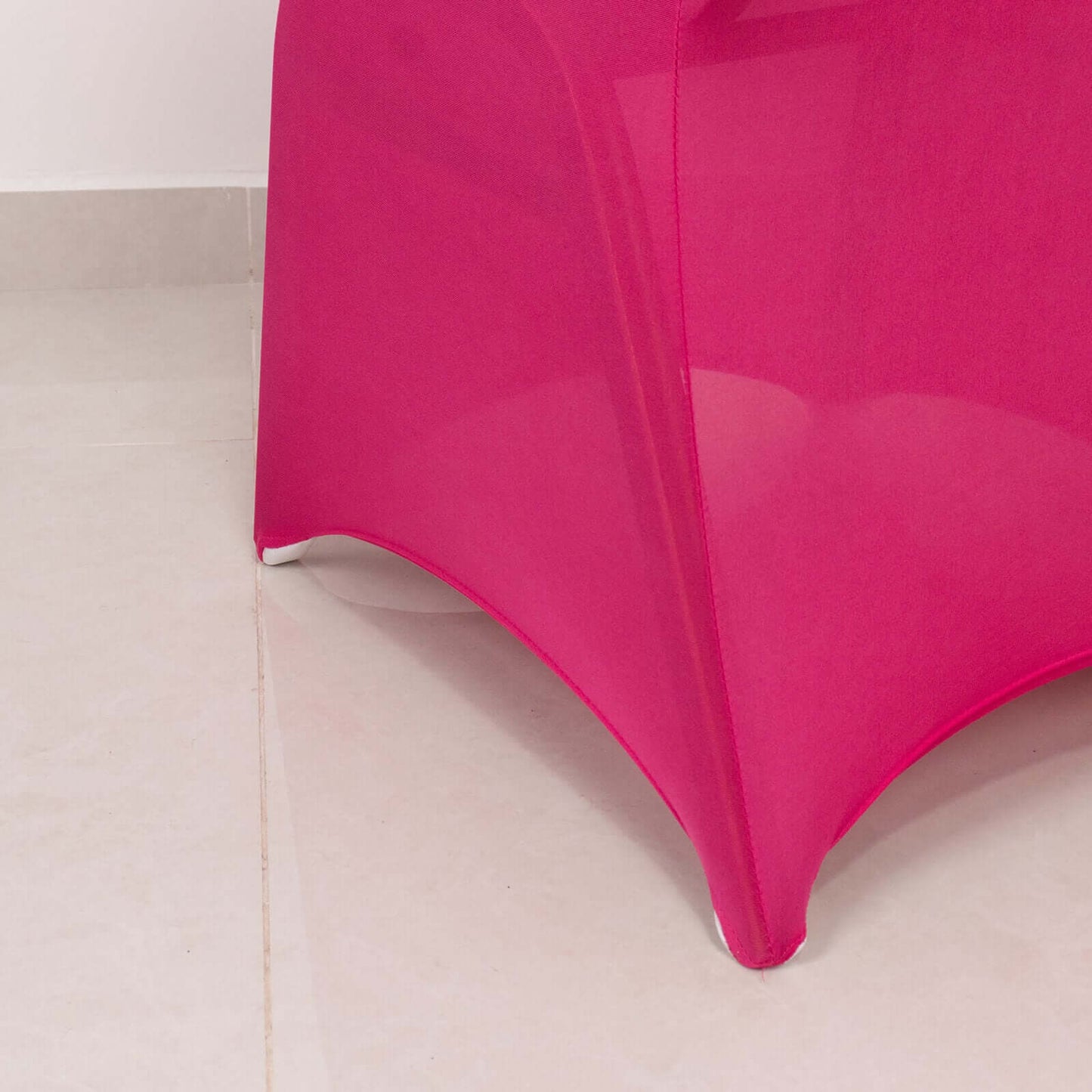 Spandex Chair Cover with Silver Rhinestone Buckled Sash Band Fuchsia - Stretch Fitted Slipcover