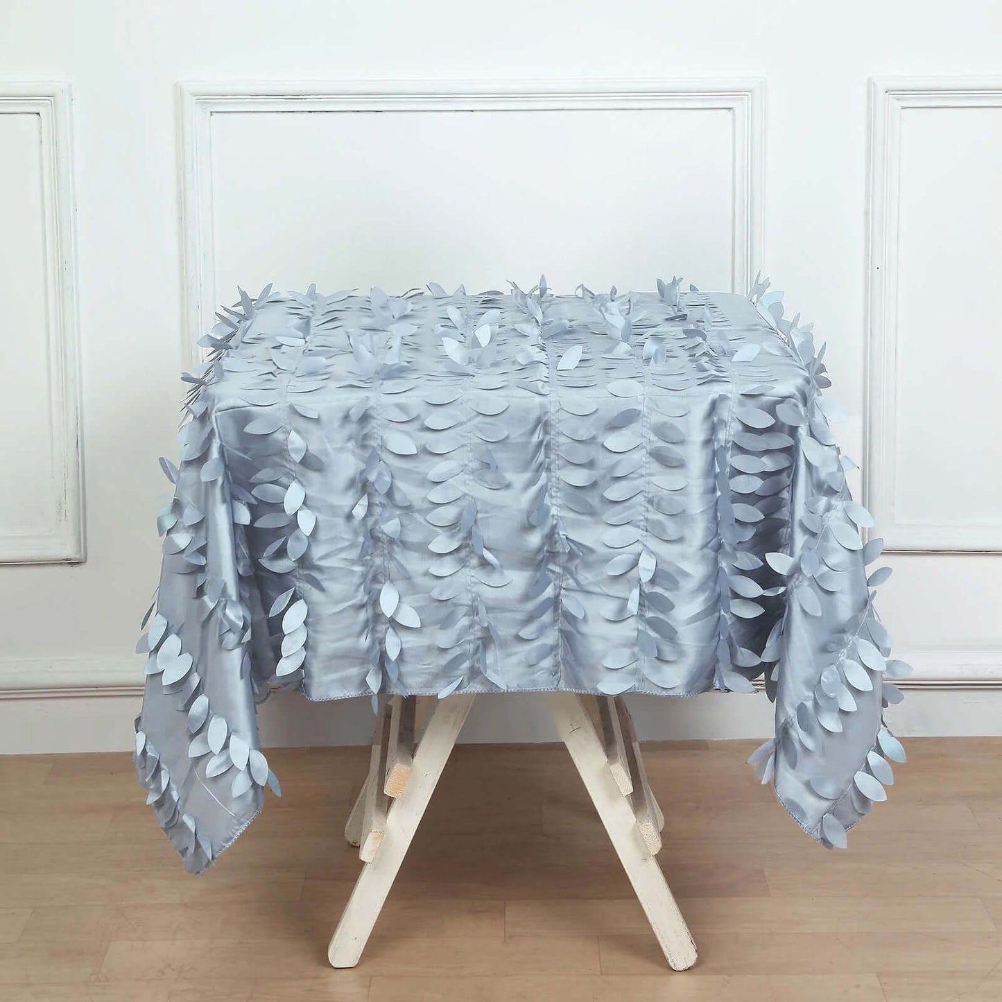 Taffeta 54"x54" Square Tablecloth Dusty Blue 3D Leaf Petal Table Cover