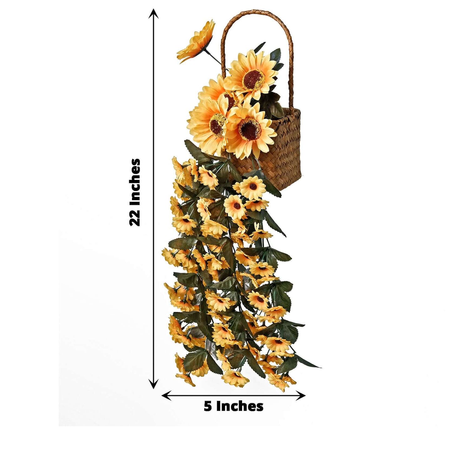 22" Artificial Hanging Vine Sunflower Bush, Draping Bouquet Garland