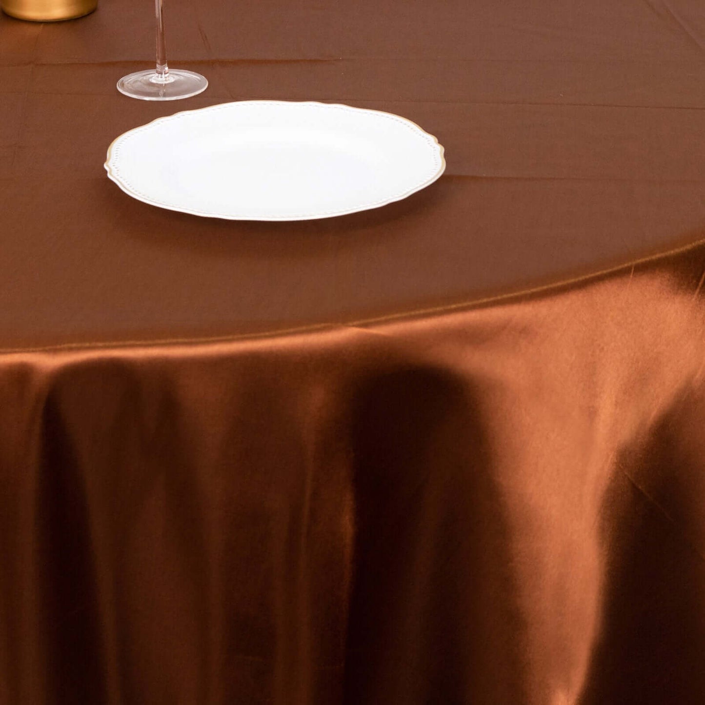 Satin 120" Round Tablecloth Cinnamon Brown - Stylish Seamless Table Cover