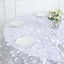 Taffeta 132" Round Tablecloth White 3D Leaf Petal Design Seamless Table Cover for Chic Wedding & Event Decor