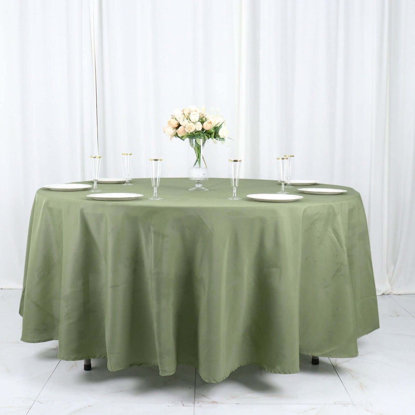 Polyester 108" Round Tablecloth Dusty Sage Green - Wrinkle-Resistant Table Cover