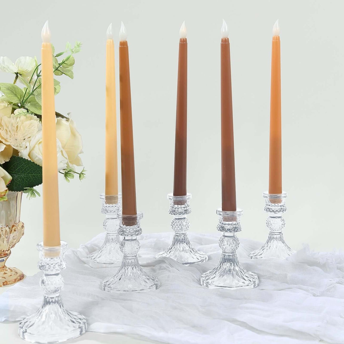 8-Pack LED Flickering Lighting Mixed Natural - Flameless Battery Operated Taper Candles 11"