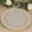 10 Pack Taupe Economy Plastic Charger Plates With Gold Rim, 12" Round Dinner Chargers Event Tabletop Decor