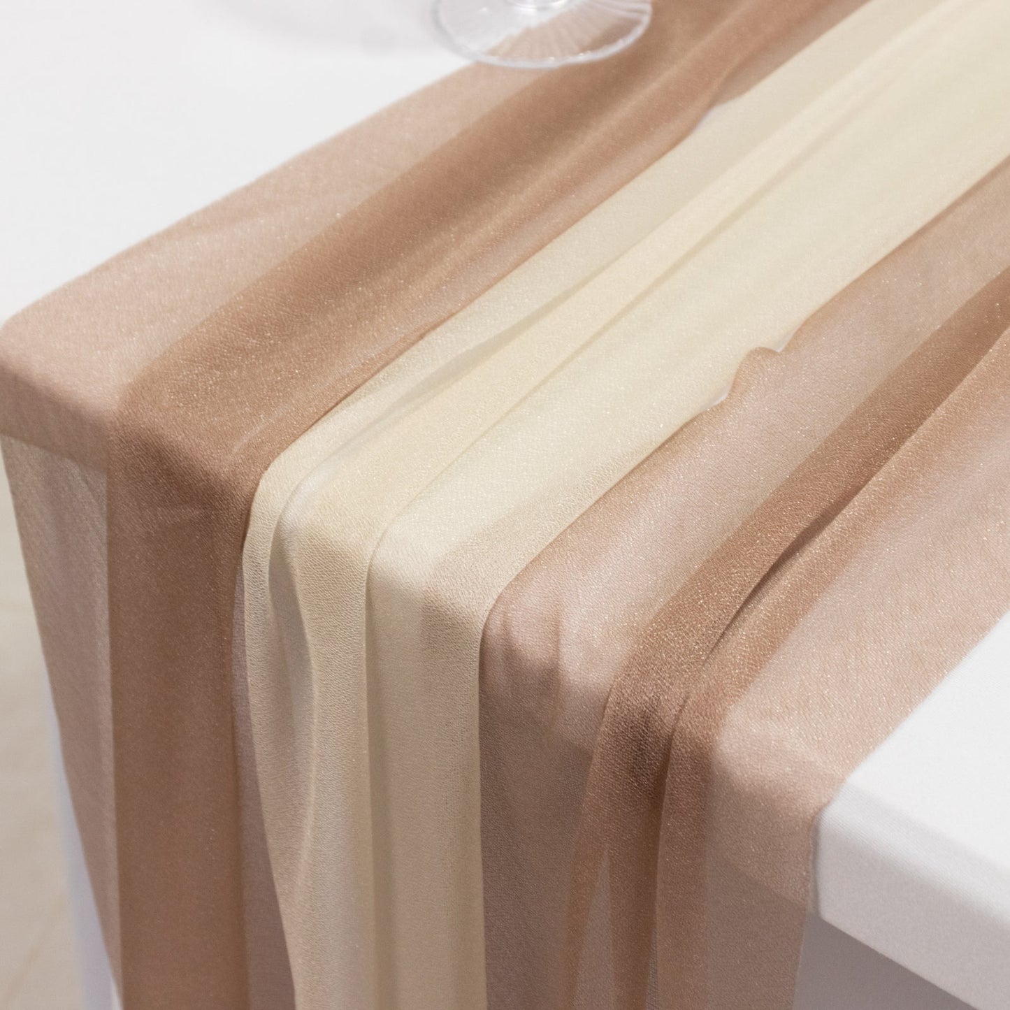 20-Pack 9ft Sheer Table Runners â€“ Taupe/Beige Shimmer Sheer Drapes, Wrinkle-Free