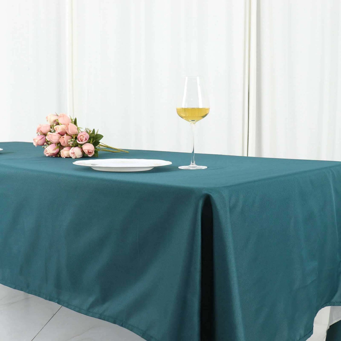 Polyester 60"x102" Rectangle Tablecloth Peacock Teal - Durable and Stylish Table Cover