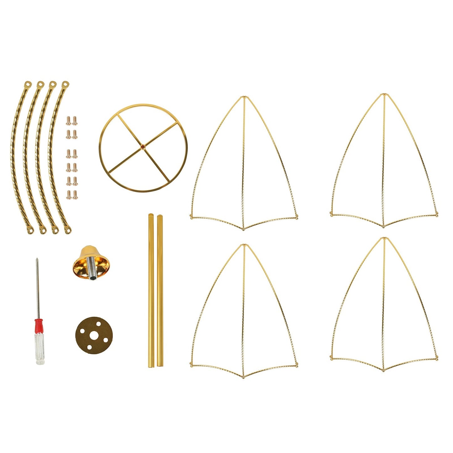 Wedding Centerpiece Umbrella Design Metal Gold - Round Base Floral Frame Stand 42"