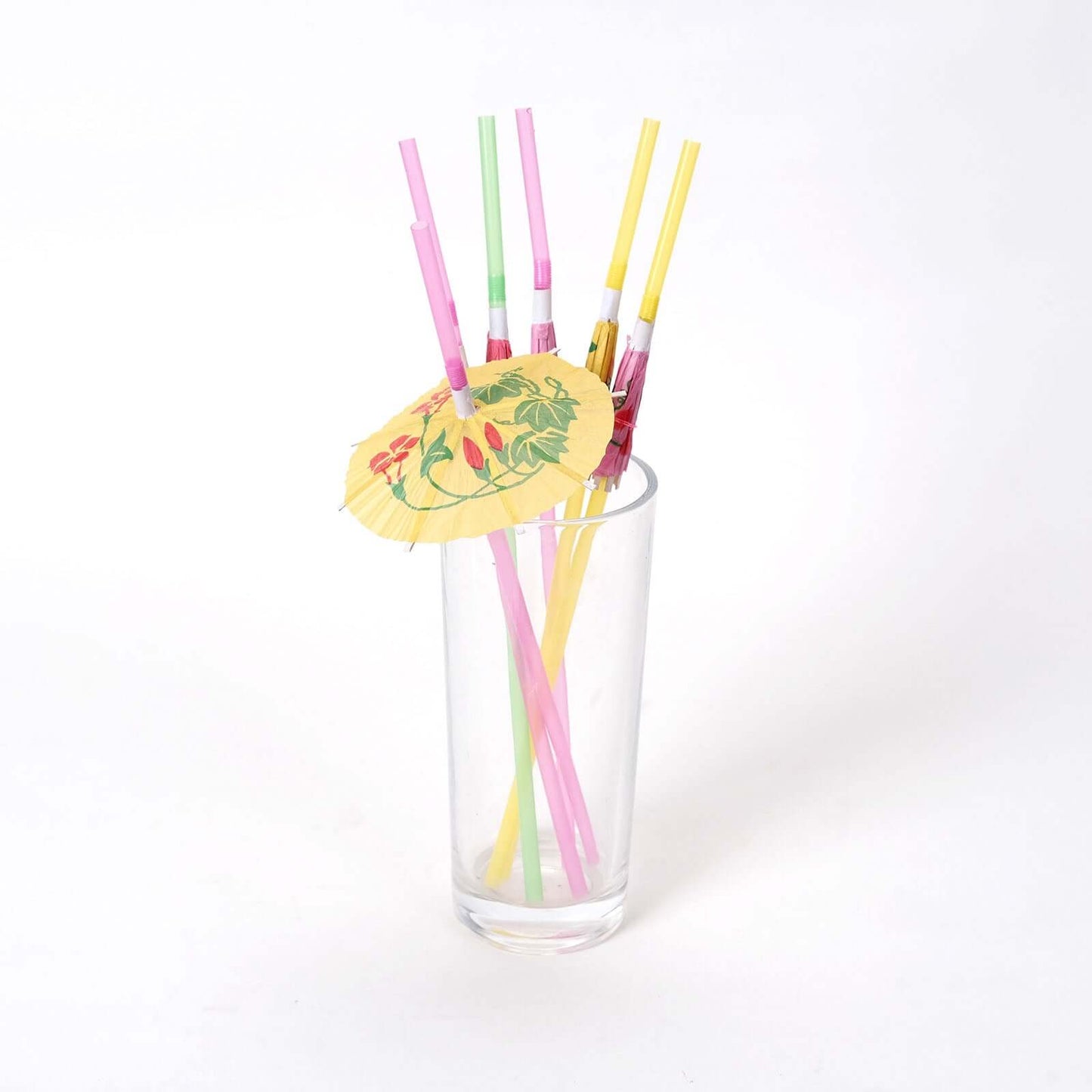 50-Pack Umbrella Drinking Straws Multi-Colored - Fun Disposable Straws for Tropical Parties 10"