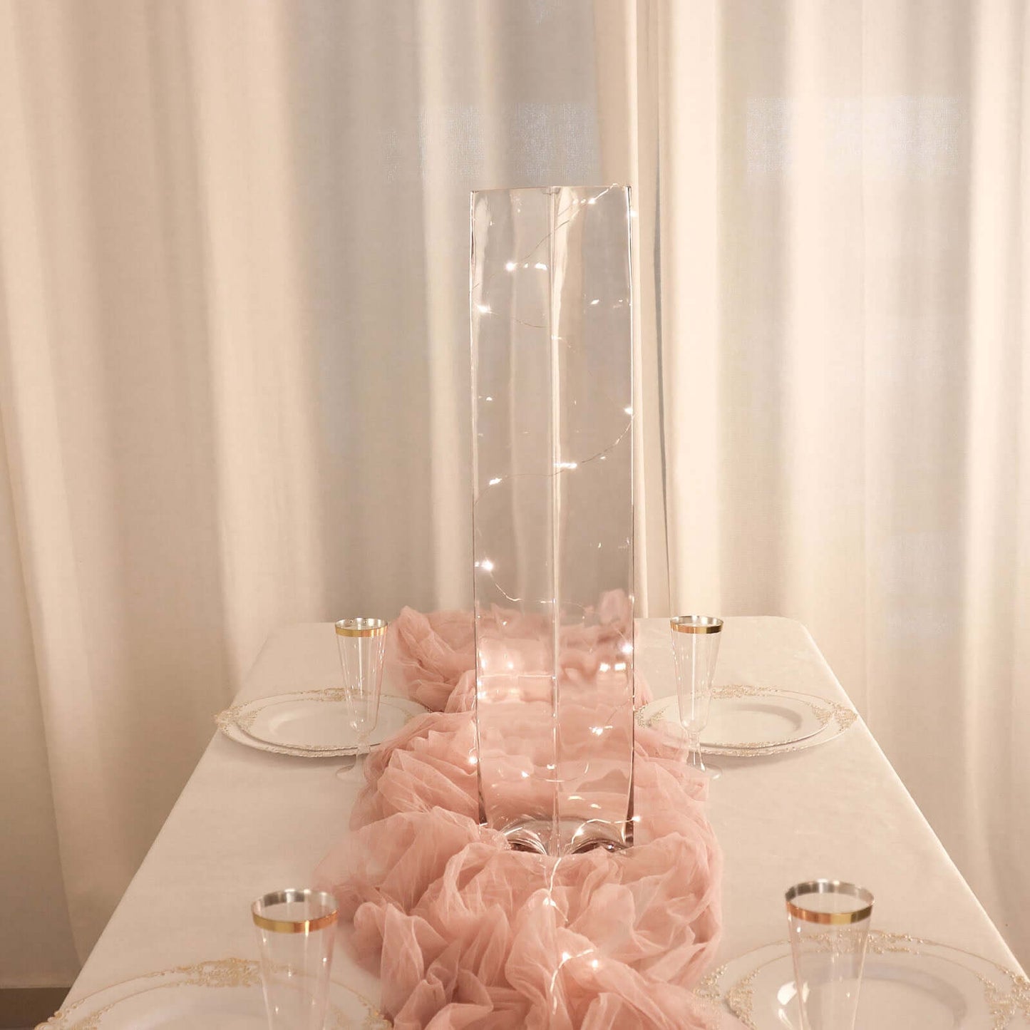 6-Pack Glass Cylinder Vases Square Clear - Durable Heavy Duty Floral Centerpieces for Weddings 24"