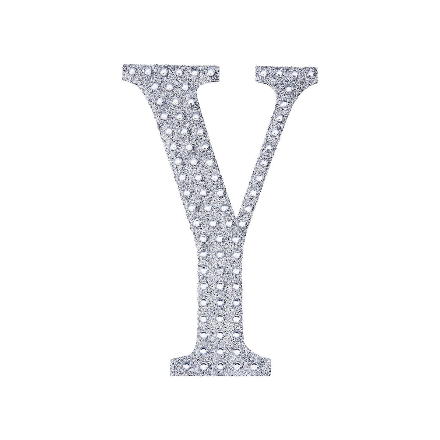 Decorative Rhinestone Alphabet "Y" Letter Stickers, Glitter Adhesive Craft Letters Silver DIY Sparkle Embellishments 6"