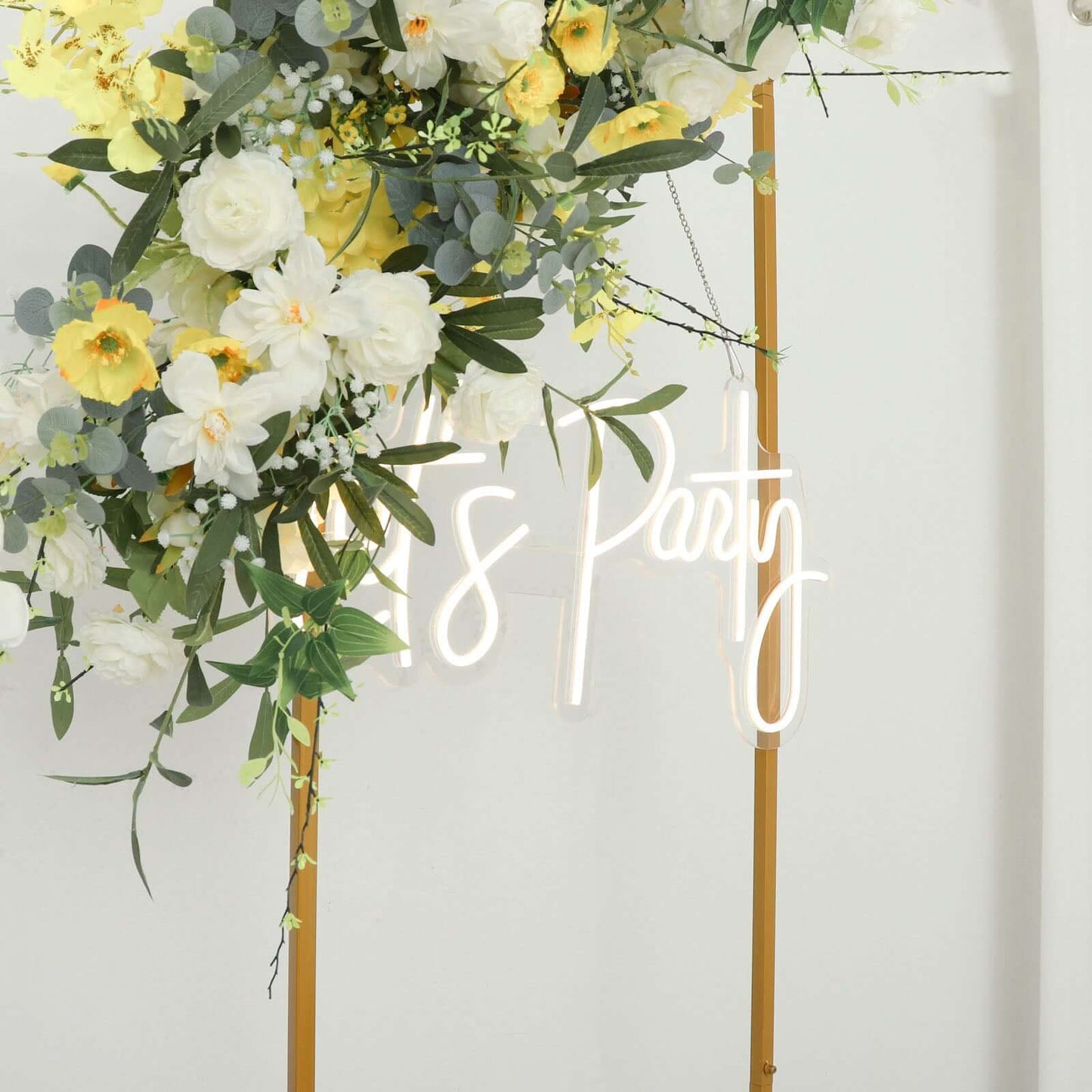 Wedding Arch Slim Gold Metal Rectangular Design Backdrop Stand - Floral Display Frame 6.5ft