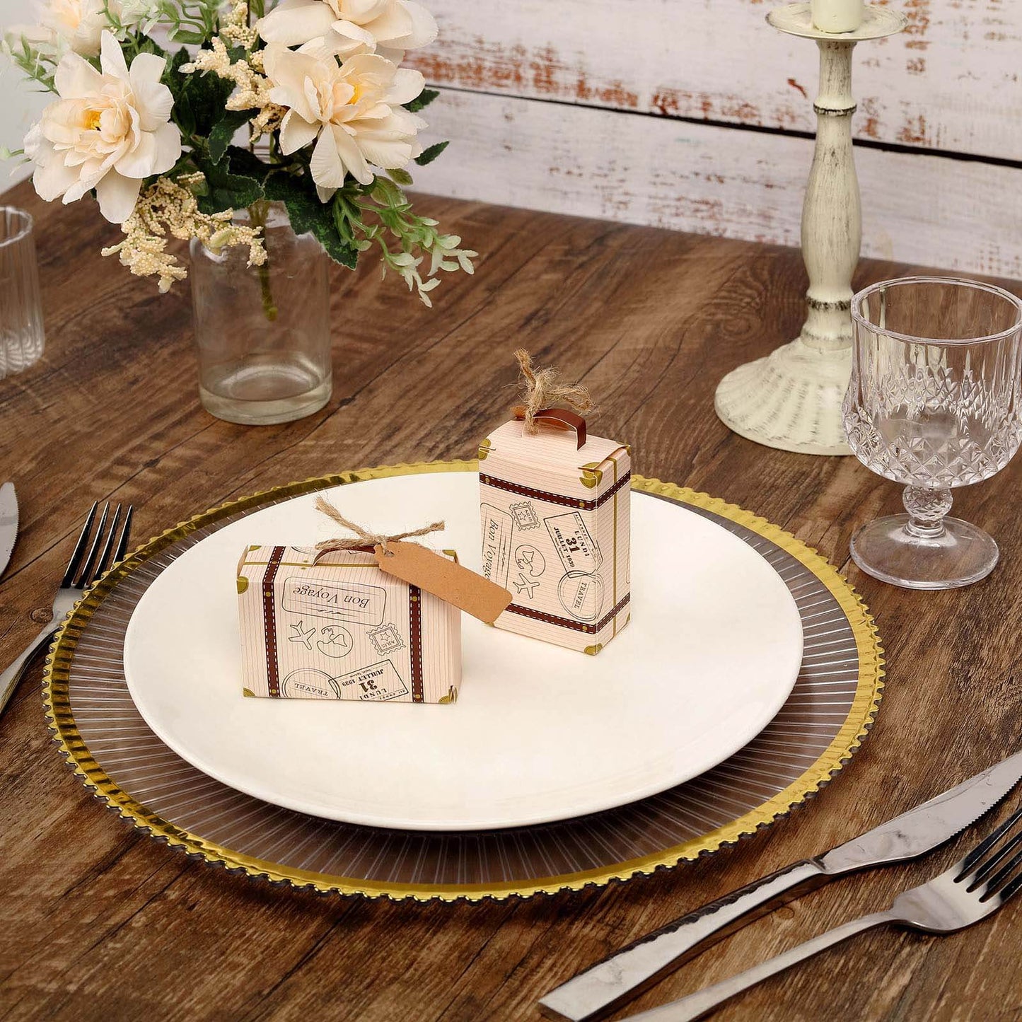 24 Pack Vintage Airplane Suitcase Wedding Party Favor Candy Gift Box