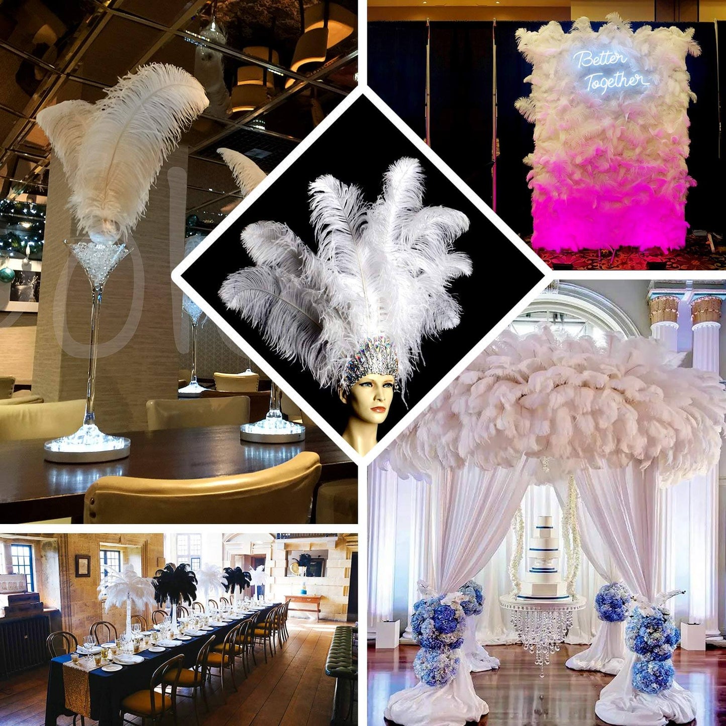 12 Pack Gold Natural Plume Ostrich Feathers Centerpiece Filler - 24"-26"