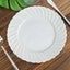 12-Pack Plastic Dessert Plates White Flair Rim - Sturdy Disposable Salad Plates 7.5"