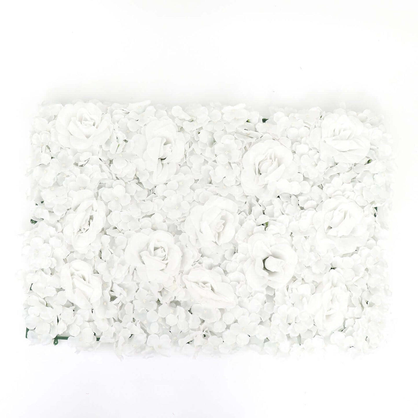 11 Sq ft. White 3D Silk Rose and Hydrangea Flower Wall Mat Backdrop - 4 Artificial Panels