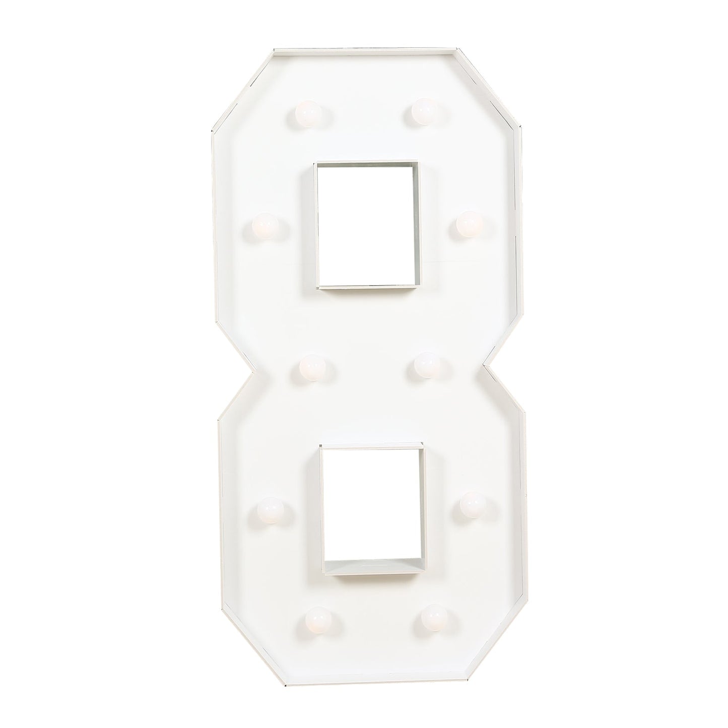Giant LED Marquee Light Up Number "8", White 4ft Pre-Cut Foam Board with 10 Warm White Battery Operated LEDs, Glue Gun and Sticks
