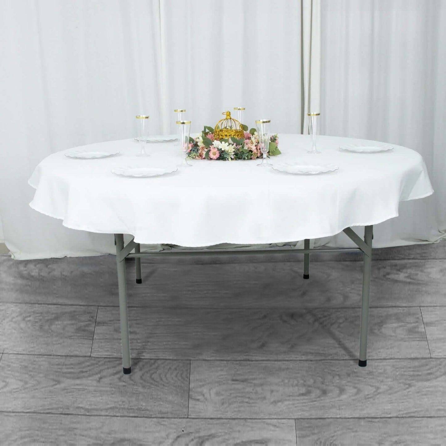 Premium Polyester 70" Round Tablecloth White - Stain and Wrinkle-Resistant 220GSM Table Cover for Weddings & Events